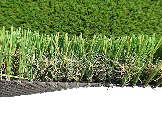 PZG 1-inch Artificial Grass Patch w/Drainage Holes & Rubber Backing | 4-Tone Realistic Synthetic Grass Mat | Heavy & Soft Pet Turf | Lead-Free Fake Grass for Dogs or Outdoor Decor