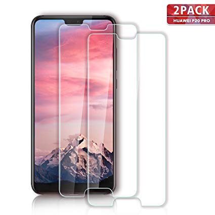 Aonsen Huawei P20 Pro Screen Protector, [2 Pack] 9H Hardness Tempered Glass Screen Protector for Huawei P20 Pro, Anti-Shatter, Case Friendly, Bubble Free Screen Protector Film (Transparent)