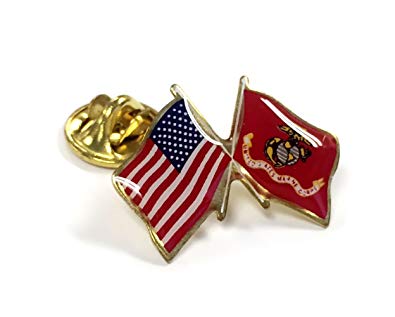 Gettysburg Flag Works US-USMC Marine Corps Crossed Flags Lapel Pin, Made in USA