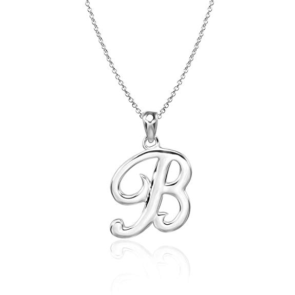 River Island Sterling Silver Alphabet Initial Letters A-Z Pendant Necklace 18" | Available in Silver and Yellow Gold
