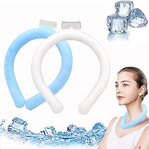 Dr Chilly Ice Ring, Dr Chilly Ice Ring Neck Cooler, Neck Coolers for Hot Weather, Neck Cooling Tube - Reusable Ice Neck Ring Wearable Body Cooling Neck Wraps for Summer Heat (Blue White)