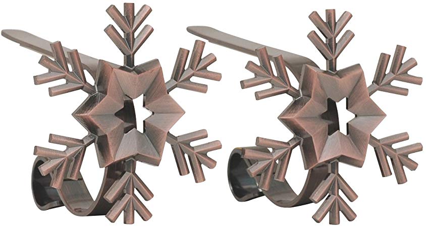Haute Decor MantleClip Stocking Holders with Removable ZINC Alloy Holiday Icons (2-Pack Snowflake, Oil-Rubbed Bronze)