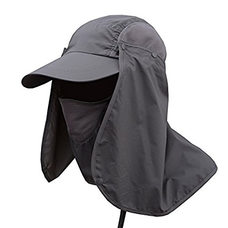 Summer Sun Hat By Page One,360°Outdoor Sun Protection Fishing Hat With Removable Neck&Face Flap Cover,UPF 50  Cap For Men And Women