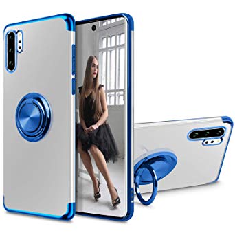 Galaxy Note 10  Plus/5G Case, Full Body Clear Ultra Slim Soft TPU Case Cover Built-in 360 Rotatable Ring Kickstand Fit Magnetic Car Mount Shockproof Cover for Samsung Galaxy Note 10  Plus,Blue