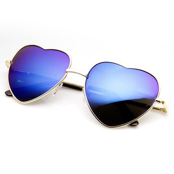 zeroUV - Small Thin Metal Heart Shaped Frame Cupid Sunglasses