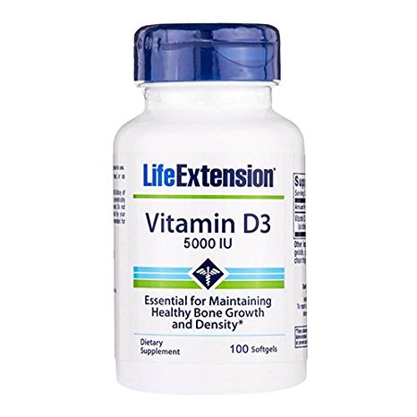 Life Extension Vitamin D3 5000 IU Softgels, 100 Count