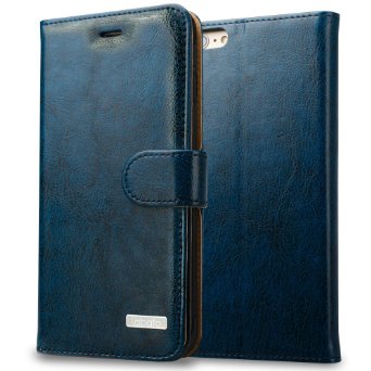 iPhone 6S Plus case, Labato Premium Leather Wallet Case Cover with Flip Case Design [Stand Feature] [Wallet Function] [Magnetic Closure] for Apple iPhone 6S Plus and iPhone 6 Plus 5.5'' in Blue(Lbt-I6L-04Z46)