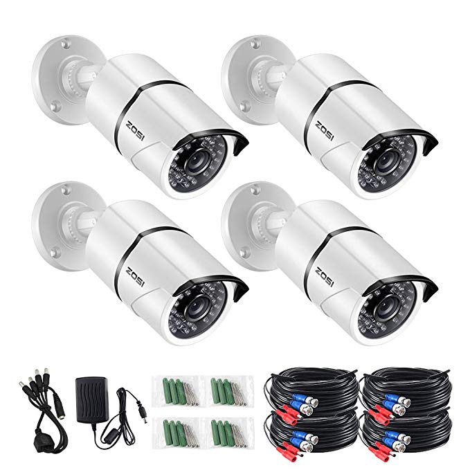 ZOSI 4PACK 1920TVL 1080P 4-in-1 HD TVI/CVI/AHD/CVBS Security Cameras 100ft Night Vision CCTV Cameras Home Security Day/Night Waterproof Camera for 960H/ 720P / 1080N / 1080P Analog DVR Systems