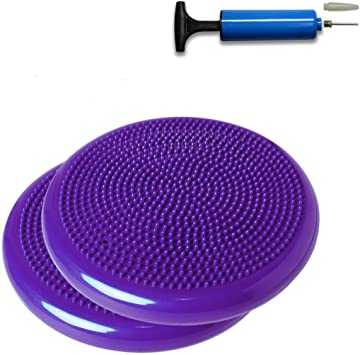 SUESPORT Air Inflated Stability Wobble Cushion, Balance Disc, Twist Massage, Fitness and Exercise, Pump Included