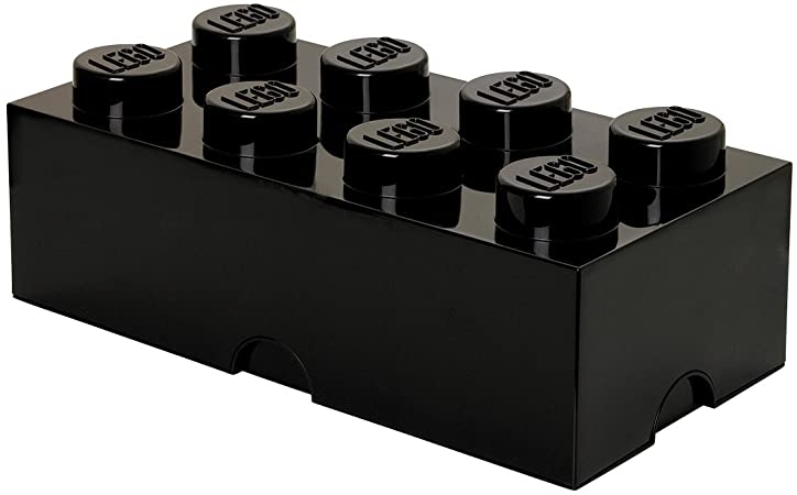 LEGO Storage Brick 8 Knobs, Stackable Storage Box, 12 l, Black, 25 x 50 x 18cm