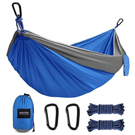 Kootek Camping Hammock Portable Indoor Outdoor Tree Hammock with 2 Hanging Straps, Lightweight Nylon Parachute Hammocks for Backpacking, Travel, Beach, Backyard, Hiking