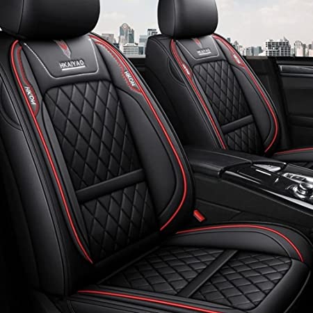 West Leathers 5 Car Seat Covers Full Set with Waterproof Faux Leather Universal Fit for Sedan SUV Truck Auto Interior Accessories (9 Black, Full Set)