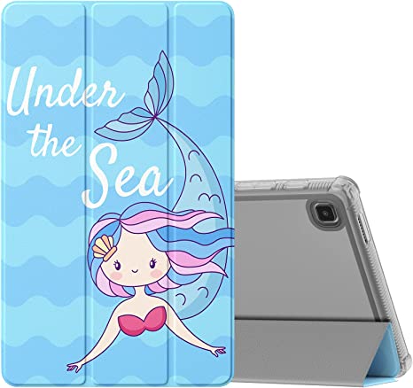 MoKo Case Fits Samsung Galaxy Tab A7 Lite 8.7 Inch SM-T225/T220/T227, Slim Lightweight Case Trifold Stand Case with Soft TPU Translucent Frosted Back Shell for Galaxy Tab A7 Lite, Blue Mermaid