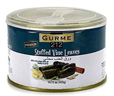 Gurme212 Premium 14 oz Stuffed Vine Leaves (Dolmades) with Easylid and Fork
