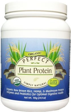 Perfect Plant Protein Simply Natural with No Flavor or Sweeteners - Organic Raw Brown Rice, Hemp & Mushrooms Protein Powder - Net wt. 24.9 oz. by Perfect