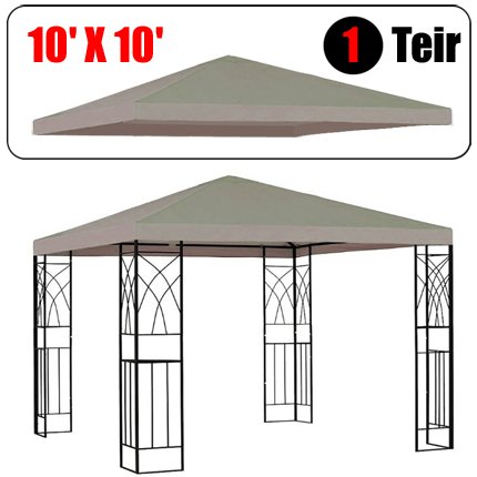 GotHobby 10' X 10' Gazebo Replacement Canopy Top Cover - Beige Color, Single-teir