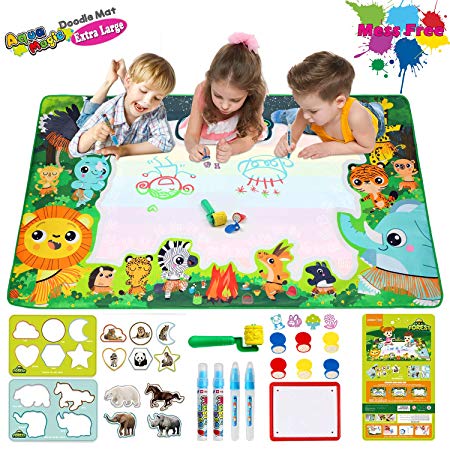 Water Drawing Mat, Extra Large Water Doodle Mat for Toddlers Aqua Magic Doodle Mat for Boys Girls Kids Ages 3 and up, Sized 59'' x 35''/150cm x 90cm (Edition #1)