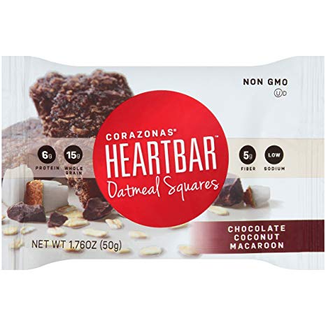 Heartbar Oatmeal Square, Chocolate Coconut Macaroon, 1.76 Ounce (Pack of 12)