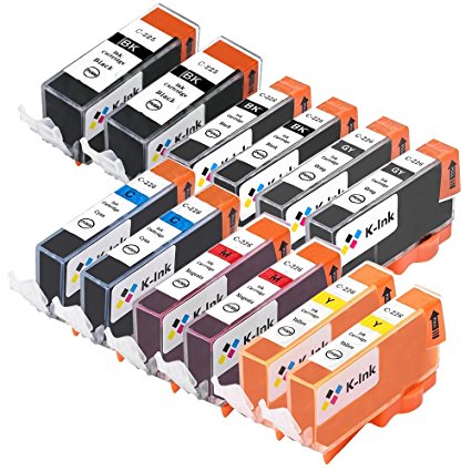 K-Ink Compatible Ink Cartridges for Pixma iP4820, iP4920, iX6520, MG5120, MG5220, MG5320, MX712, MX882, MX892 (12 Pack - 2 Big Black, 2 Small Black, 2 Cyan, 2 Magenta, 2 Yellow, 2 Gray)