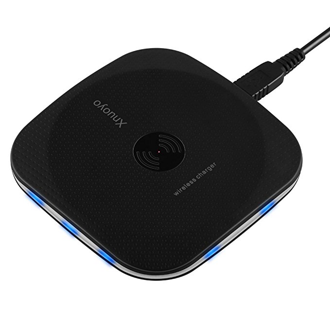 Wireless Charger, Xnuoyo Qi Induction Wireless Charging Pad Base for iPhone X/ 8/ 8 plus, Samsung Galaxy S8/ S8 Plus/ S7/ S7 Edge, S6/ S6 Edge, Nexus 4/ 5/ 6/ 7, Nokia Lumia 920 and All Devices Qi