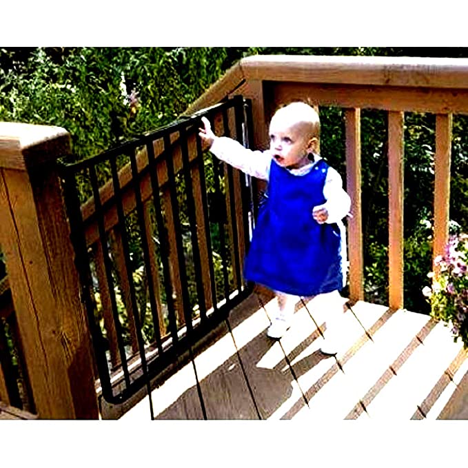 Safety Gates for Outdoor Deck Stairs Stairway Special Gate 27" to 42.5" Wide X 29.5" Tall Black Color - Skroutz Deals
