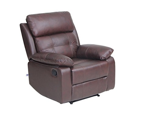 VIVA HOME Top Grain Leather Sofa Set 1 seat Sofa Recliner Chair with Overstuff Armrest/Headrest, Brown