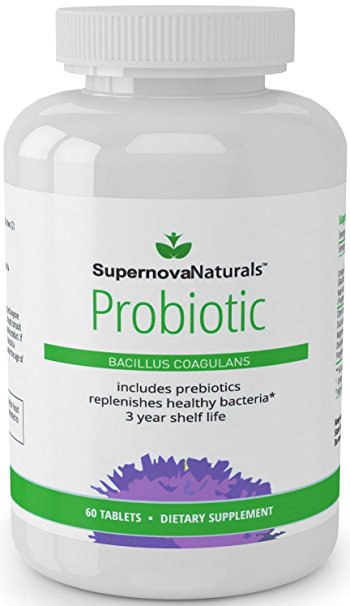 Supernova Naturals - Probiotics - Bacillus Coagulans - Includes Prebiotics - 3 Year Shelf Life - No Refrigeration Required - Resistant to Stomach Acid