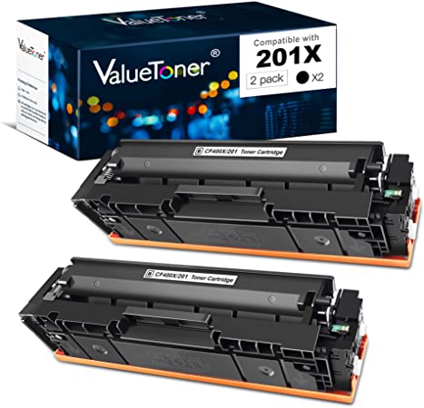 Valuetoner Compatible Toner Cartridge Replacement for HP 201X 201A CF400X CF401X CF402X CF403X CF400A for Color Laserjet Pro MFP M252dw M277c6 M277dw M277n M252n M277 High Yield (2 Black)