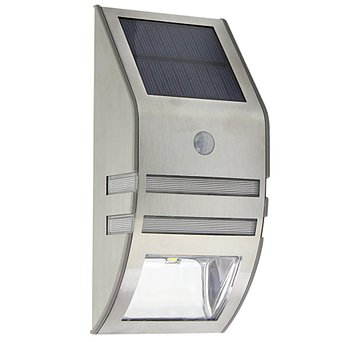 Waterproof 2 LED PIR Solar Powered Motion Sensor LED Wall Mount Path Light for Staircase / Step / Garden / Yard / Wall / Drive Way pathway silver