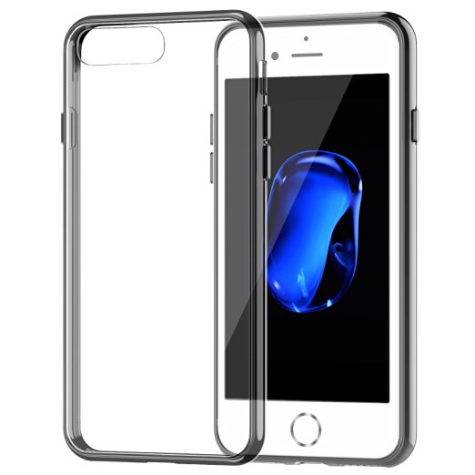 iPhone 7 Plus case, JETech Apple iPhone 7 Plus Case Cover Shock-Absorption Bumper and Anti-Scratch Clear Back for iPhone 7 Plus 5.5 Inch (Grey) - 3431C