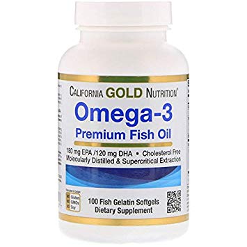 California Gold Nutrition, (2 Pack) Omega-3 Premium Fish Oil 100 Fish Gelatin Softgels, Cholesterol-Free, Milk-Free, Egg-Free, Gluten-Free, Peanut Free, Shellfish-Free, Soy-Free, Wheat-Free, CGN