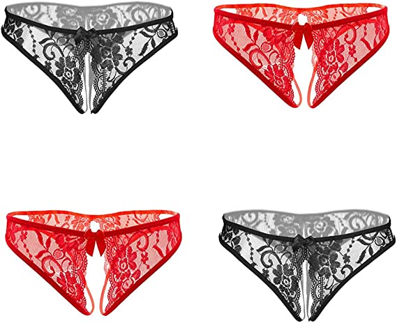 Jelove Women Sexy Panties Floral Lace Briefs Thongs Underwear Pack of 4