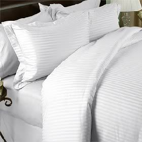 Luxurious Six (6) Piece WHITE Damask Stripe, EASTERN KING Size, 1500 Thread Count Ultra Soft Single-Ply 100% Egyptian Cotton, Extra Deep Pocket Bed Sheet Set with FOUR (4) PILLOW CASES&nbsp;1500TC