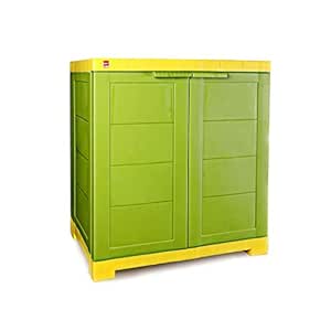 Cello Novelty Plastic 2 Door Compact Storage Cupboard (Green and Yellow)