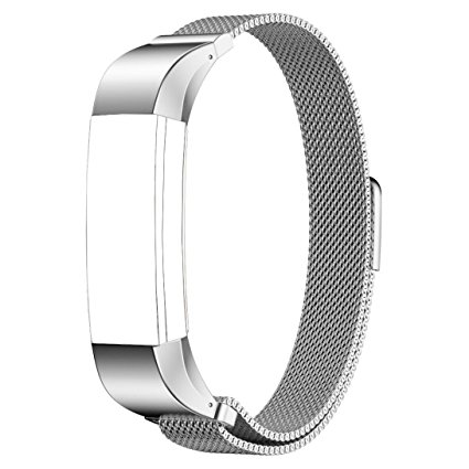 PUGO TOP Fitbit Alta HR and Alta Band (5-8.5 in), Magnetic Lock Milanese Loop Stainless Steel Metal Band for Fitbit Alta HR and Alta Fitness Tracker