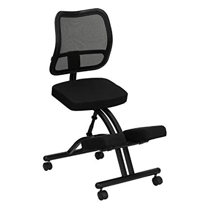 Flash Furniture Mobile Ergonomic Kneeling Chair with Black Mesh Back