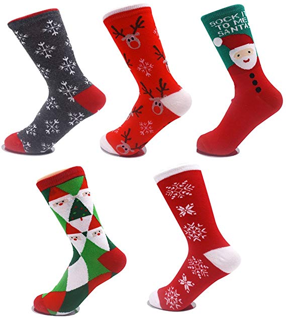 5 Pairs Women Socks Colorful Christmas Socks Warm Cotton Socks from Zaptex