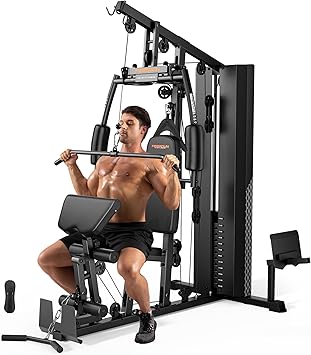 Home Gym with 154LBS Weight Stack, Multi Exercise Equipment with Leg Press, Cable Machine Exercise Equipment for Full Body Workout