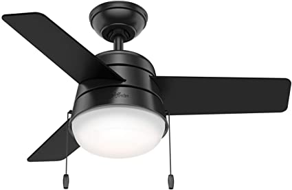 Hunter Fan Company 59302 Hunter 36" Aker Ceiling Fan with Light, Black