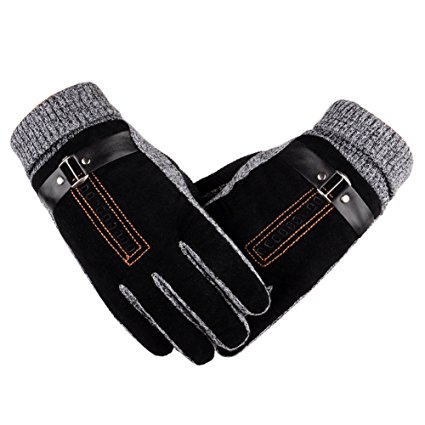 Surblue Men Warm Outdoor Non-Slip Touch Screen Windproof Cashmere Lined Gloves…