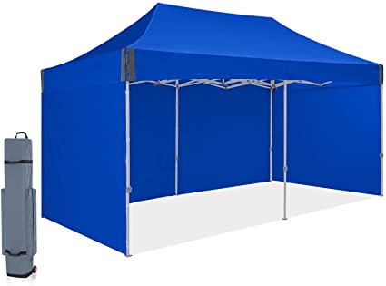 OUTDOOR WIND Pop Up Canopy Tent Commercial 10'x20' Enclosed Instant Canopy Tent Market stall with Removable Sides Walls(Blue)