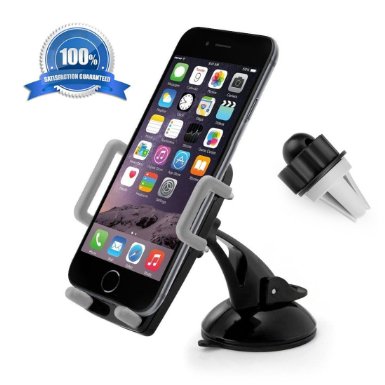 Atill Super 3 in 1 Universal Adjustible Dashboard Car Mount Holder Air Vent Windshield Phone Holder Cradle for iPhone, Samsung, Nexus, LG, HTC and Other Phone Models