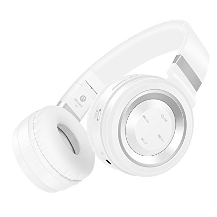 Sound Intone P6 Stereo Wireless Bluetooth Foldable Headphones with Microphone - White Silver