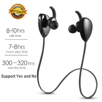 Wireless Sport Bluetooth Headphone , Stereo Headset Earphone , Built-in Microphone , Hands-free Calling Sweat-proof Lightweight Earpiece (Black)