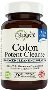 Colon Potent Cleanse (15 day Detox) Advanced Cleansing Formula - Helps Eliminate Toxins & Waste - Promotes Digestive Health & Weight Loss - Offered by Nature's Potent.