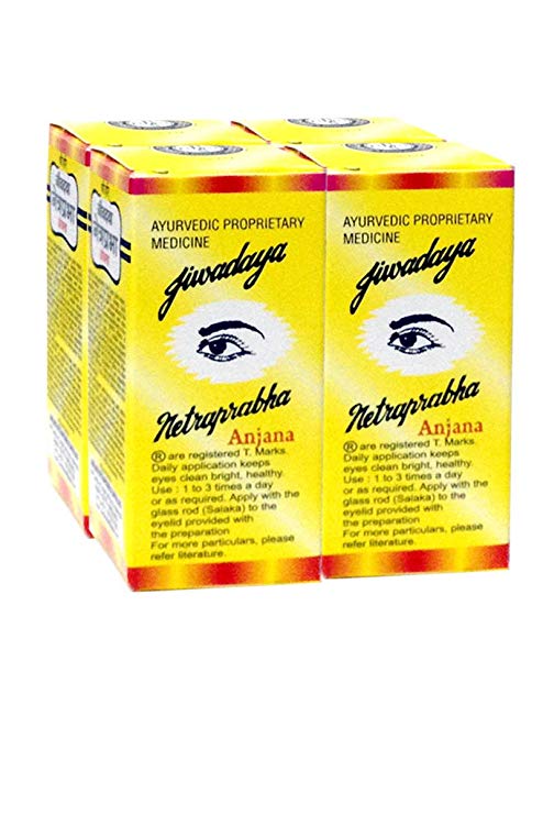 Jiwadaya Ayurvedic Netraprabha Anjana / Herbal Eye Drops - Large - 15Ml - 4 Bottles