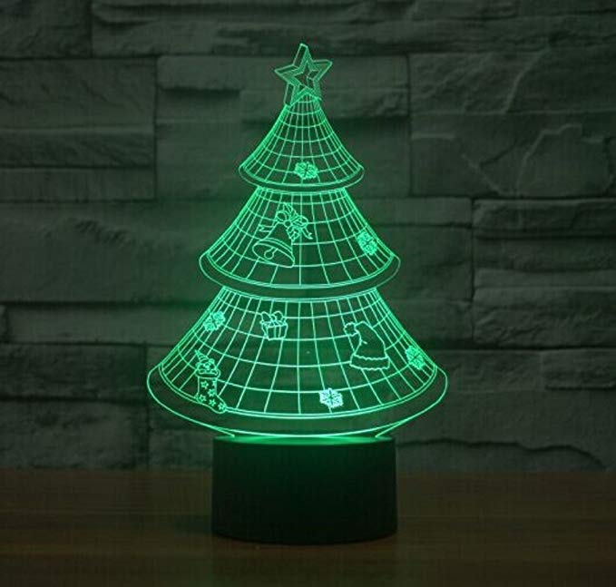 Optical Illusion 3D Christmas Tree Lighting by Playtime 123 is a Great Nightlight with a Soft Subtle Glow for Kids. These Eco-friendly Laser Cut Precision LED Lights Make Beautiful Gifts for Mom and Amazing Desk Lamps for Dad. Start Enjoying your very own Multicolored USB Powered Light Today!