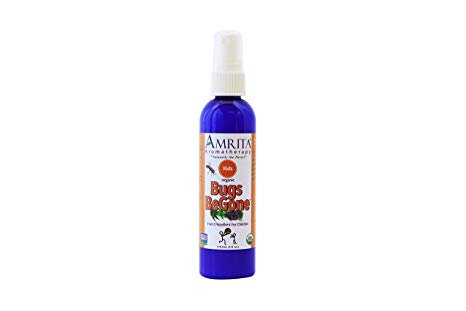 Amrita Bugs BeGone - Natural Insect Repellent Spray for Kids - Repels Mosquitoes, Fleas, Ticks & Chiggers - DEET Free - Made with Organic Essential oils - 4oz Aromatherapy