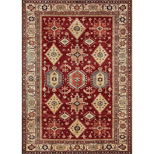 Washable Indoor/Outdoor Stain Resistant 5x7 (60"x84") Area Rug 2pc Set (Cover and Pad) Noor Ruby