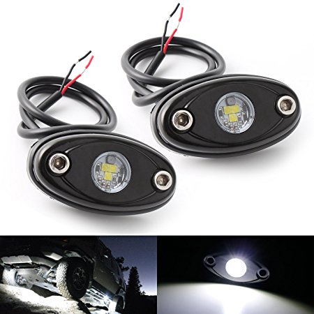 LEDMIRCY LED Rock Light for JEEP ATV SUV Offroad Truck Boat Underbody Glow Trail Rig Lamp Interior and Exterior-Waterproof Shockproof(Pack of 2,White)